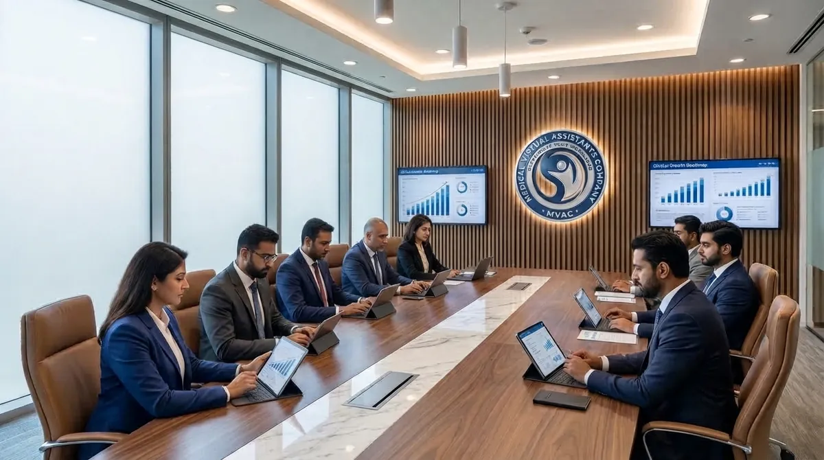 MVAC leadership team reviewing performance benchmarks in a boardroom